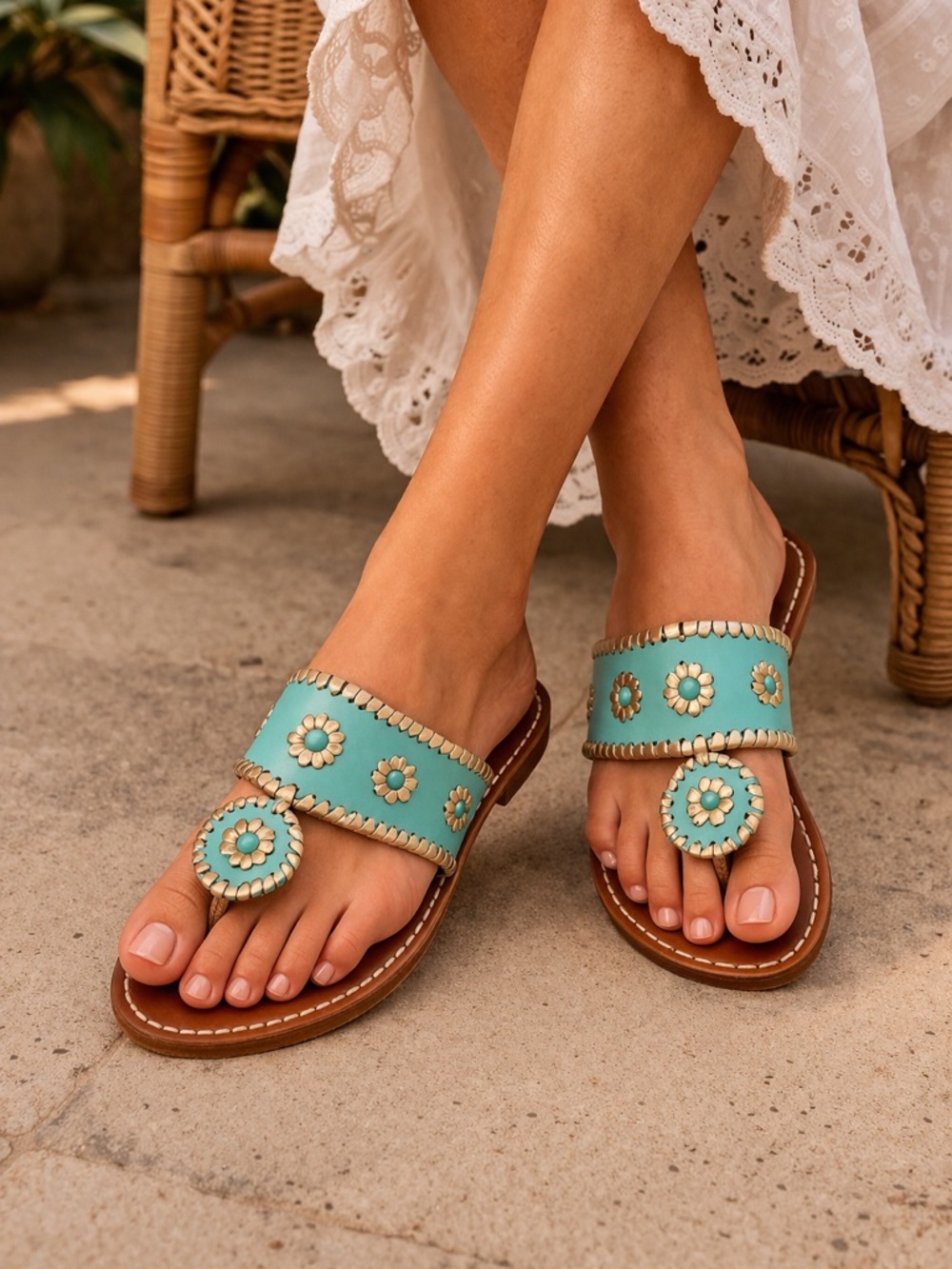Jack Rogers Women's Turquoise Sandals 8M